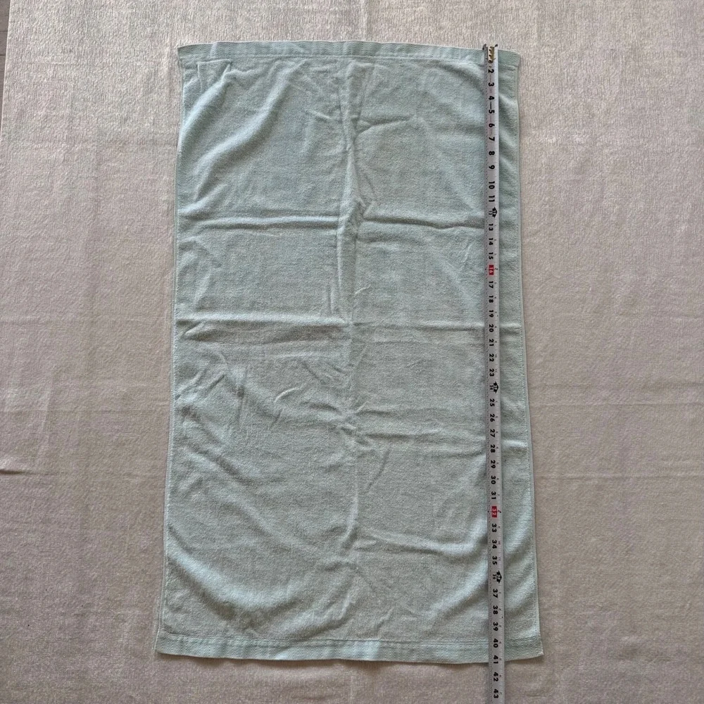 2pc Vintage Blue Bath Towels USA Cotton Stevens Utica Spa Hotel Retro Set